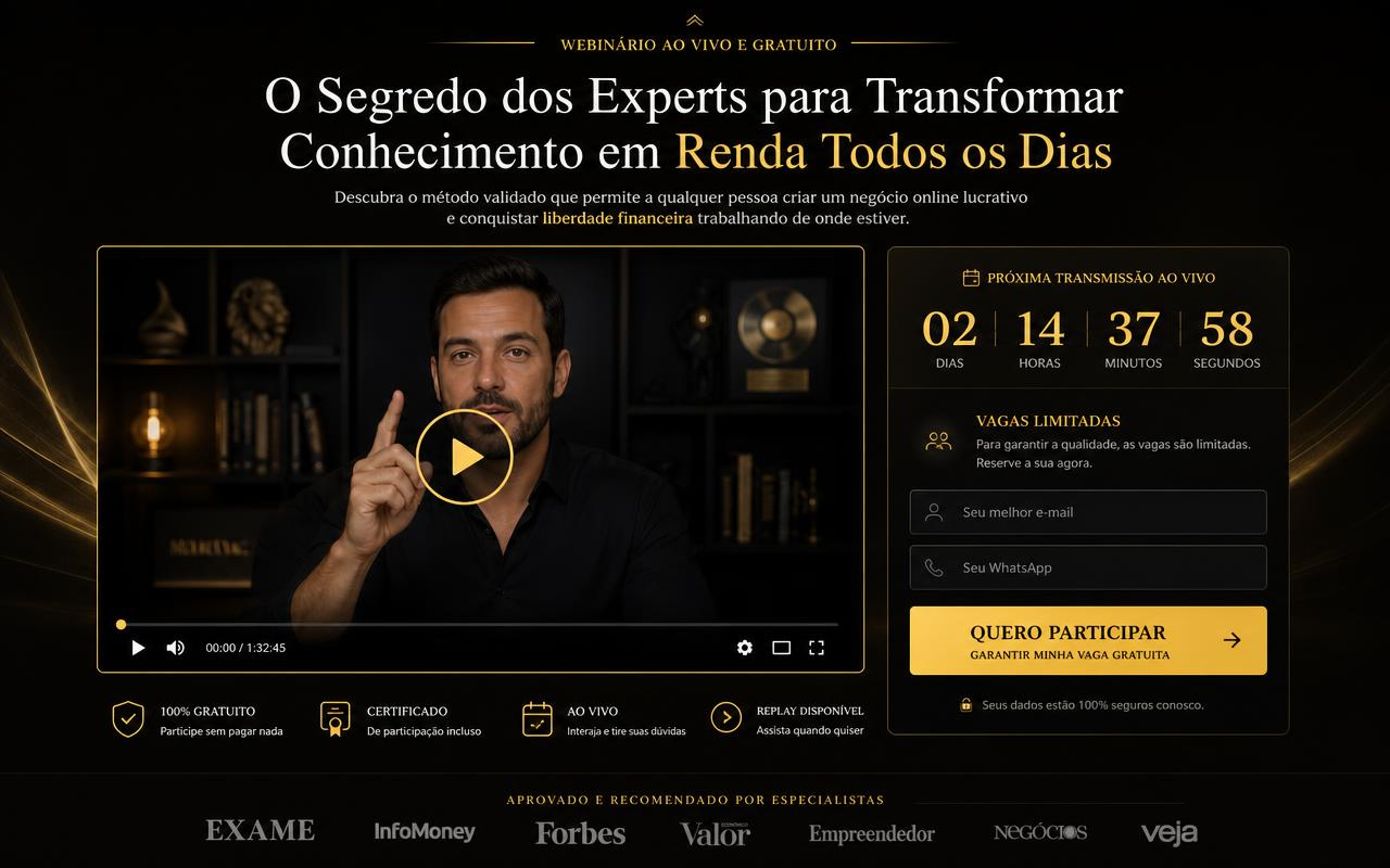 Página de webinário com VSL
